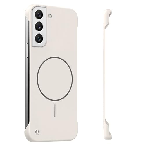 Frameless Case for Samsung Galaxy S22 Case 5G, Magnetic [Borderless Original Touch], with Mag-Safe, Ultra Lightweight Thin Slim Case, Anti-Fingerprint PC Hard Shell, Comfortable Feel (White) - color: White, size: S22