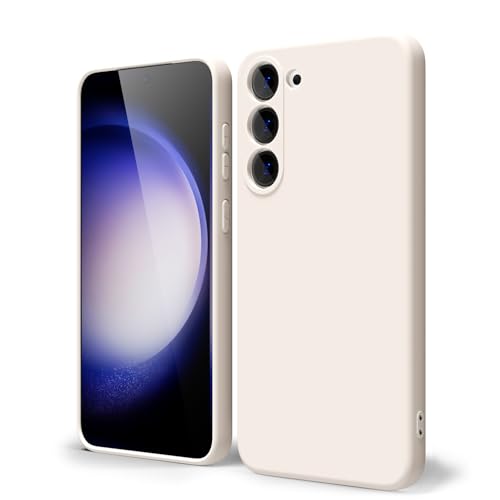 oakxco for Samsung Galaxy S23 Phone Case Liquid Silicone, Cute Thin Slim Soft Rubber TPU Plain Smooth Gel Cover for Women Girl Aesthetic Design, Matte Solid Protective & Shockproof, Beige Stone - color: Beige, size: S23