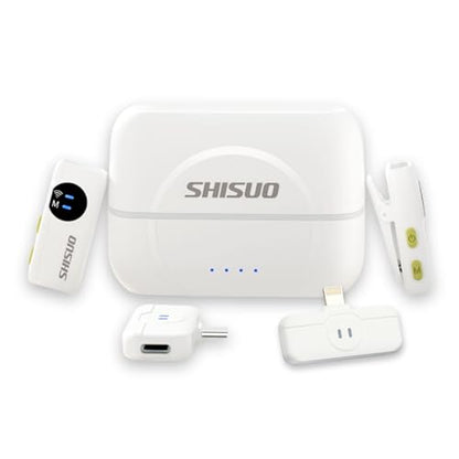 Dual Wireless Lavalier Microphone for iPhone Android, 2 Receivers - color: white and silver