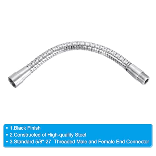 PATIKIL 10" Microphone Gooseneck, 5/8"-27 Thread Metal Universal Hose Flexible Arm Gooseneck Tube Extension for Multifunction DIY, Silver Tone - color: Silver Tone, size: 10"