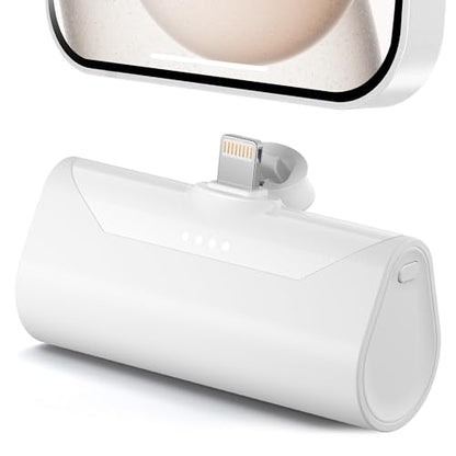 Handy White Portable Charger for Lightning, 4800mah Power Bank Compatible with iPhone 14 Pro, Compact Mobile Battery Pack Charger for iPhone 12/14plus/13/XS/XR/SE/6S/7/8/11 Series - color: White