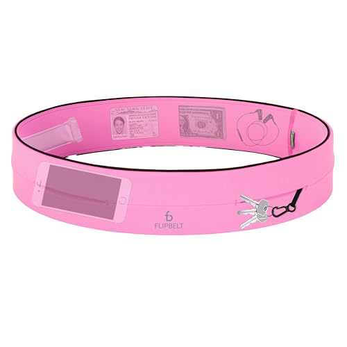 FlipBelt Classic Running Belt, Phone Holder for Running, Money Belt Pouch - color: Girly Pop Pink, size: Extra Small