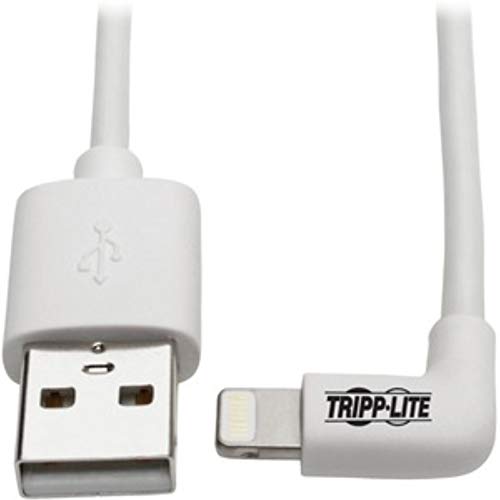 Tripp Lite Right-Angle Lightning to USB Sync Charging Cable for iPhone iPad Apple White MFI Certified 6' (M100-006-LRA-WH) - color: White, size: 6 ft. (Right Angle)