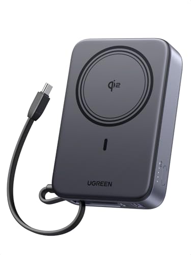UGREEN 20000mAh Qi2 15W Power Bank, Built-in Cable PD 30W for iPhone 18 Pro
