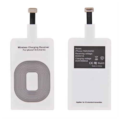 QI Wireless Receiver Charger Adapter for iPhone Slim Charging Card QI Wireless Charging Adapter QI Wireless Charger Receiver Compatible with iPhone 7, 7 Plus, 6, 6 Plus, 5, 5s, 5c