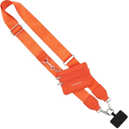 Save the Girls Clip & Go Phone Lanyard Crossbody Strap with Wallet, Orange - color: Orange Strap