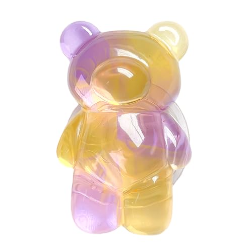 3D Gummy Bear Phone Grip – Cute Dual-Color Expandable & Collapsible Smartphone Grip for Secure One-Handed Use, Cell Phone Accessory (Yellow Purple) - color: Yellow Purple