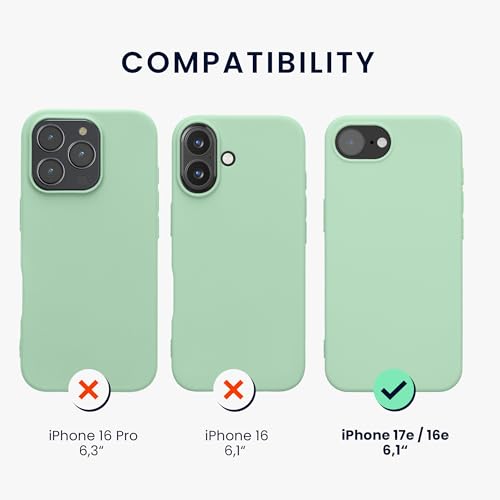 kwmobile Case Compatible with Apple iPhone 17e / iPhone 16e Case - Soft Slim Protective TPU Silicone Cover - Mint Matte - color: mint matte