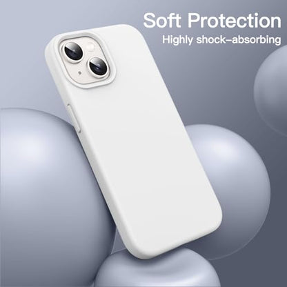 JETech Silicone Case for iPhone 14, White | Silky Soft Touch, Shockproof Protection, Scratch Resistant, Microfiber Lining - color: White, size: iPhone 14