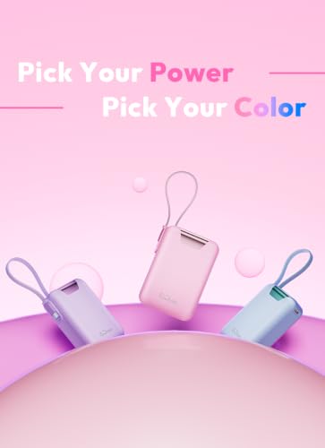 M2 Portable Charger, 20000mAh Power Bank, PD 35W Ultra Fast USB-C Built-in Cable, Compact Cute Mini External Battery Pack for iPhone, Samsung, Android iPad (Pink) - color: Pink