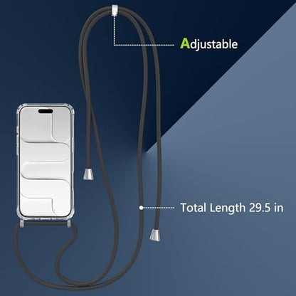 Magnetic Case for iPhone Air 6.5" Clear Crossbody Case with Adjustable Shoulder Neck Lanyard Strap,Compatible with Magsafe,Soft Slim Bumper Shockproof Protective Phone Cover-Black - color: Black, size: iPhone Air