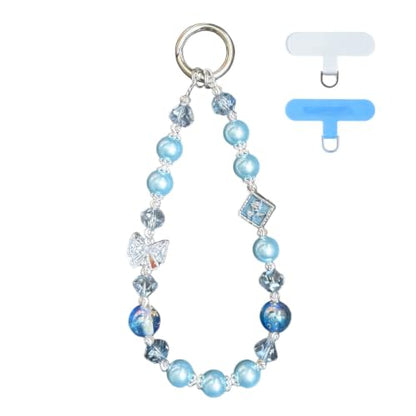 Ocean Star Beaded Phone Charm Wrist Strap - Handmade Iron Wire Phone Chain Lanyard, Durable Anti-Lost Hands-Free Wrist Holder for Travel & Shopping, Blue - color: 04 Ocean Star Blue