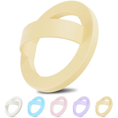 Magnetic Finger Loop Grip for iPhone 17/16/15/14/13/12 Series, Light Yellow - color: Light Yellow