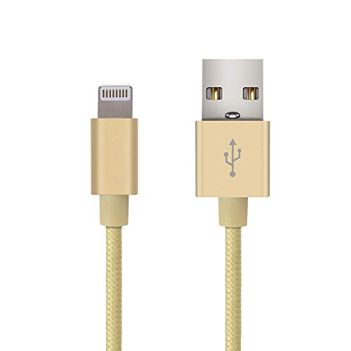 3FT Fast Charging Lightning Cable,Apple MFi Certified USB to Lightning Charger + Sync Cable Compatible with iPhone 11/11 Pro/11 Pro MAX/XS/XS MAX/XR/X/8/8 Plus/7/7 Plus/MacBook (B/Gold) - color: B/Gold