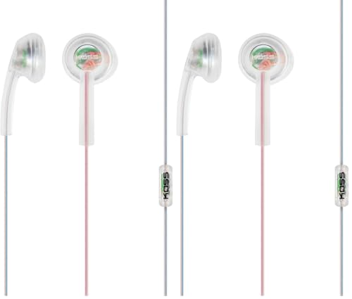 Koss CL3i Clear Transparent in-Ear Bud, Retro Style, in-Line Micrphone and Remote, 3.5mm Wired Plug (Pack of 2) - size: In-Ear Bud (Pack of 2)