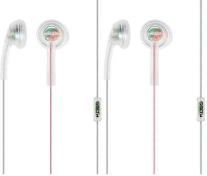 Koss CL3i Clear Transparent in-Ear Bud, Retro Style, in-Line Micrphone and Remote, 3.5mm Wired Plug (Pack of 2) - size: In-Ear Bud (Pack of 2)