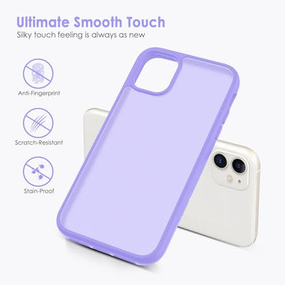 TENOC Phone Case Compatible with iPhone 11, Light Purple Case Translucent Protective Bumper Matte Hard Back Cover for 6.1 Inch - color: Light Purple, size: iPhone 11