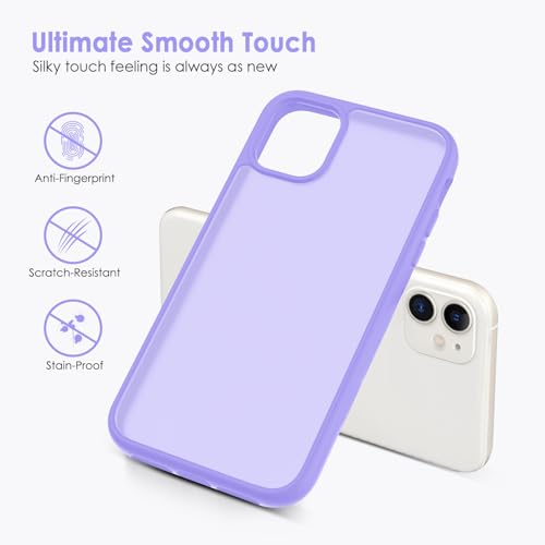 TENOC Phone Case Compatible with iPhone 11, Light Purple Case Translucent Protective Bumper Matte Hard Back Cover for 6.1 Inch - color: Light Purple, size: iPhone 11