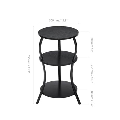 YEAKOO Small Round Side Table,3-Tier Slim Waist End Table for Small Spaces - color: Black, style: Classic