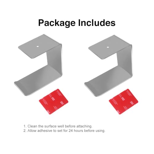 Aluminum Under-Desk Headphone Hanger with Strong Adhesive (2 Pack, Silver) - color: Silver-2Pack