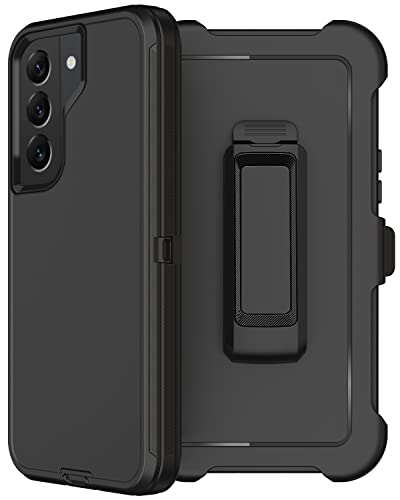 for Samsung Galaxy S22 Plus Case with Belt Clip Holster, 2X Screen Protector, [Military Grade Protection] Heavy Duty Full Body Shockproof Rugged Protective Cover for Samsung S22 Plus 5G Black - color: Black