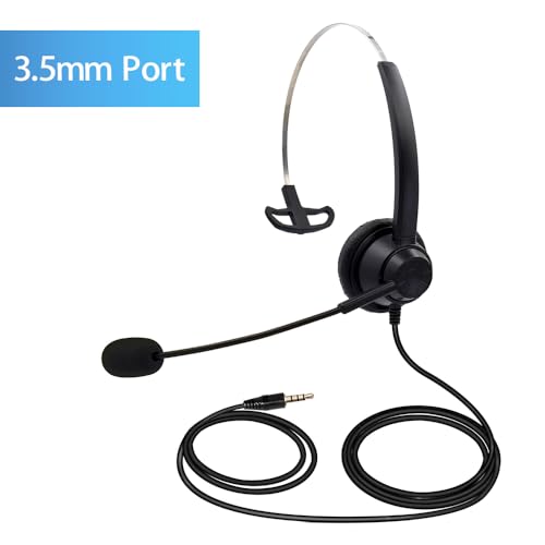 Wired Computer Headset with Microphone, Single Sided Headphone, Wired Headset with Boom Microphone Suitable for Telephone Operator Computer