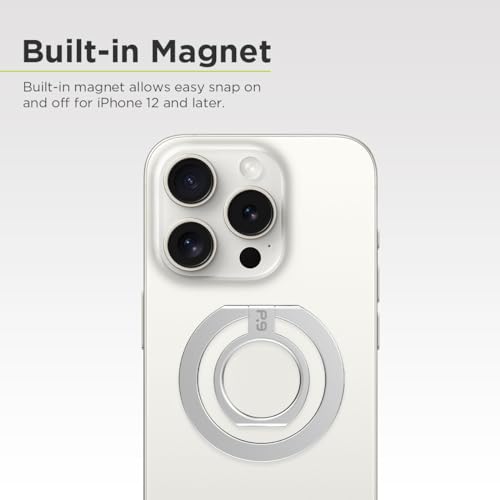 PureGear Magnetic Phone Ring Grip, for MagSafe Kickstand Holder - color: Brushed Silver