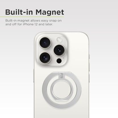 PureGear Magnetic Phone Ring Grip, for MagSafe Kickstand Holder - color: Brushed Silver