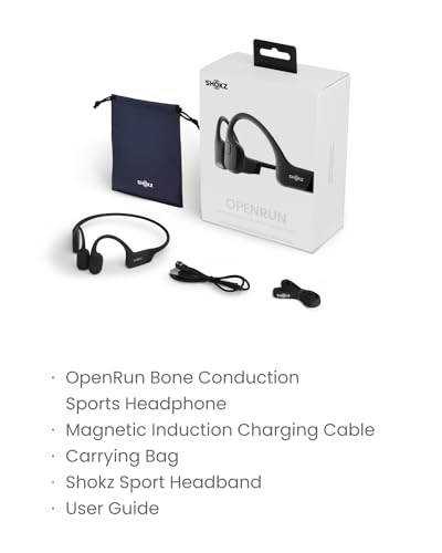 SHOKZ OpenRun Bone Conduction Open-Ear Bluetooth Sport Headphones, Black - color: Black, size: Standard Size+Magnetic Charging