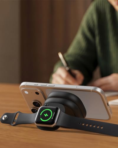 VRURC Qi2.2 25W Magnetic Wireless Charging Station,3 in 1 Travel Charger - color: Black