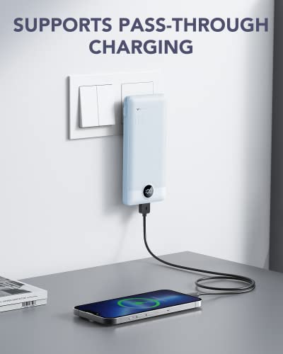 VRURC Portable Charger, Power Bank Built-in Cables and AC Wall Plug - color: Blue