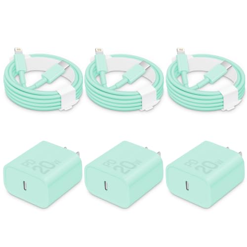 CXX 20W Fast Charger for iPhone 14/13/12 [3-Pack, MFi Certified] - color: Green, size: 6FT