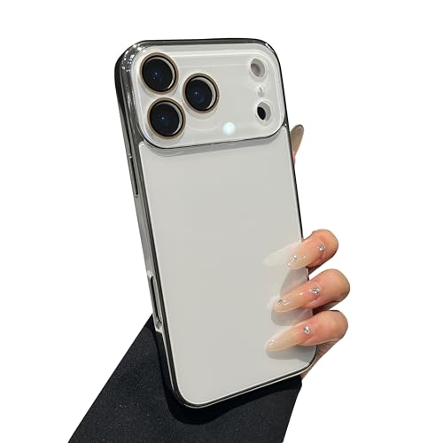 Caseative for iPhone 17 Pro Case, White | Solid Color Electroplated Frame with Crystal Camera Lens Protection - color: White