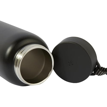 TYLT Power Bottle 2.0 24oz Stainless Steel Wide Mouth Water Bottle Removable 5700mAh Magnetic Portable Power Bank Dishwasher Safe Cup Holder Compatible Lanyard Handle Black
