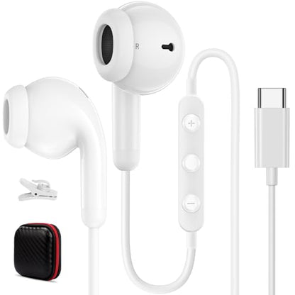 USB C Headphone for iPhone 18 Pro/17 Pro Max 16 Wired Earbuds,White - color: White