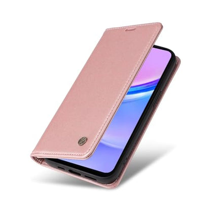 Compatible with Samsung Galaxy A17 Wallet Case PU Leather Flip Folio Case with Card Holder Magnetic Closure Shockproof Protective Phone Cover Rose Gold - color: Rose Gold, size: Samsung A17