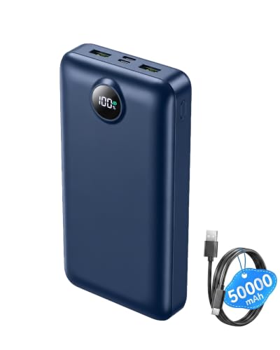 Portable Charger Power Bank 50000mAh Fast Charging External Battery Pack - color: Blue
