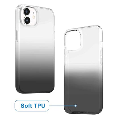 JJGoo Compatible with iPhone 12 Case & iPhone 12 Pro Case Clear Soft Transparent Shockproof Protective Slim Thin Bumper Phone Cover for 12 and 12 Pro - 6.1 inch, Black Gradient - color: Gradient Black