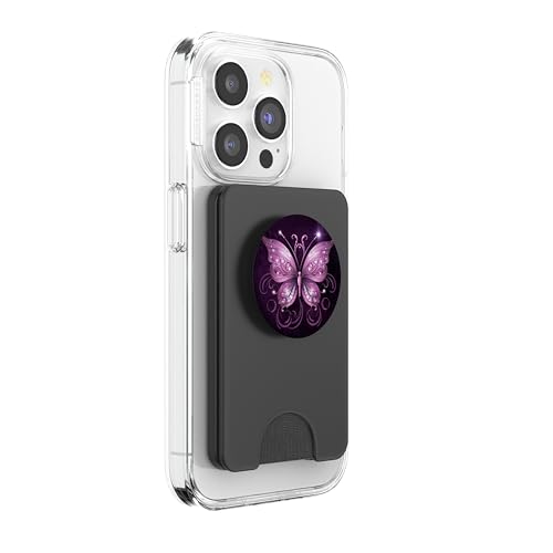 Pink Butterfly Purple Butterfly PopSockets PopWallet for MagSafe - style: Magnetic PopWallet