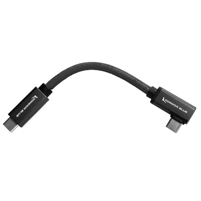 KONDOR BLUE | 5” USB-C 3.2 Right Angle to Straight Angle Cable | Compatible with iPhone 15, iPhone 15 Pro/Max, & Android Phones | 20 Gb/s Transfer Speed | Raven Black - color: Raven Black