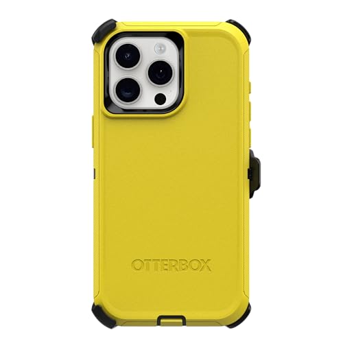 OtterBox iPhone 15 Pro Max (Only) - Defender Series Case - Night Reverse (Yellow & Black) - Screenless - Rugged & Durable - with Port Protection - Holster Clip Includes - Non-Retail Packaging - color: Night Reverse (Yellow & Black)