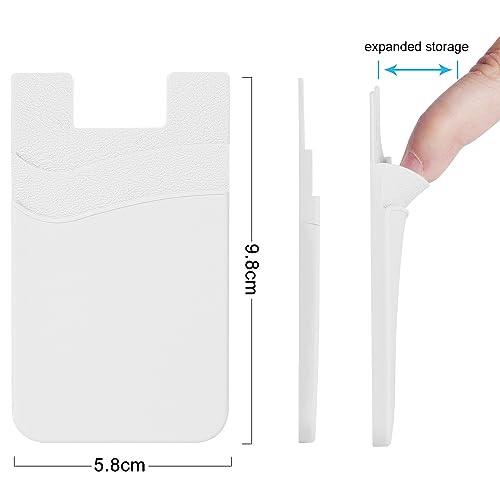 SS Phone Wallet, Card Holder for Phone Case Stick on Silicone Double Phone Pocket Suitable for iPhone Samsung Galaxy Any Smartphone 3 Pack - color: White White White
