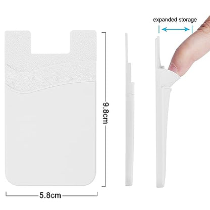 SS Phone Wallet, Card Holder for Phone Case Stick on Silicone Double Phone Pocket Suitable for iPhone Samsung Galaxy Any Smartphone 3 Pack - color: White White White