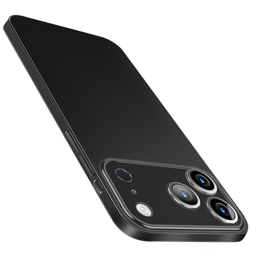 for iPhone 17 Pro Max Slim Case,Paper-Thin Transparent Finish Skin Back Case [Non Yellowing] Ultra Protective Cover with Camera Protection 6.9 Inch (Black) - color: Black, size: for iPhone 17 Pro Max 6.9inch