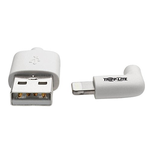 TRIPP LITE Right-Angle Lightning to USB Sync Charging Cable for iPhone iPad Apple White MFI Certified 3' (M100-003-LRA-WH)