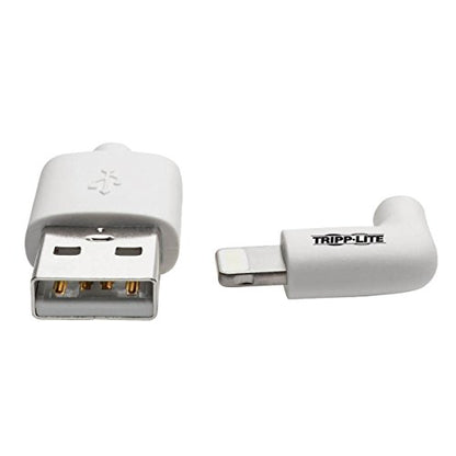 TRIPP LITE Right-Angle Lightning to USB Sync Charging Cable for iPhone iPad Apple White MFI Certified 3' (M100-003-LRA-WH)