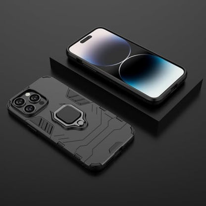 Magnet Case for iPhone 16 Pro Max Shockproof Hard Phone Cover with Grip, Metal Ring Kickstand Bumper Shell [Compatible with Magnetic Car Mount] (Black) - size: iPhone 16 Pro Max