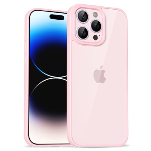 for iPhone 14 Pro Case Clear, Cute Transparent 14 Pro Phone Case Hard Shell & Soft Silicone Bumper & Clear Back, Acrylic Plastic TPU Non Yellowing Phone Cover for Women, Light Pink - color: Light Pink, size: 14 Pro