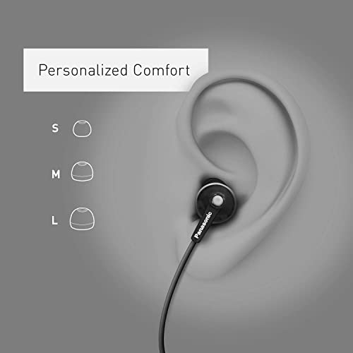 Panasonic ErgoFit Wired Earbuds with Microphone, 3.5mm Jack Headphones with Mic and Call Controller, Ergonomic Custom-Fit Earpieces (S/M/L), for Phones and Laptops - RP-TCM125-R (Red) - color: Red, size: S/M/L, style: With Mic