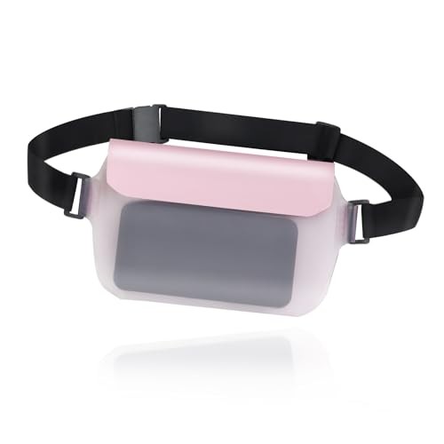 Waterproof Phone Pouch, Transparent and Touchable Fanny Pack for Women Men, Universal Beach Bags Waterproof Sandproof with Adjustable Waist Strap (Pink) - color: Pink